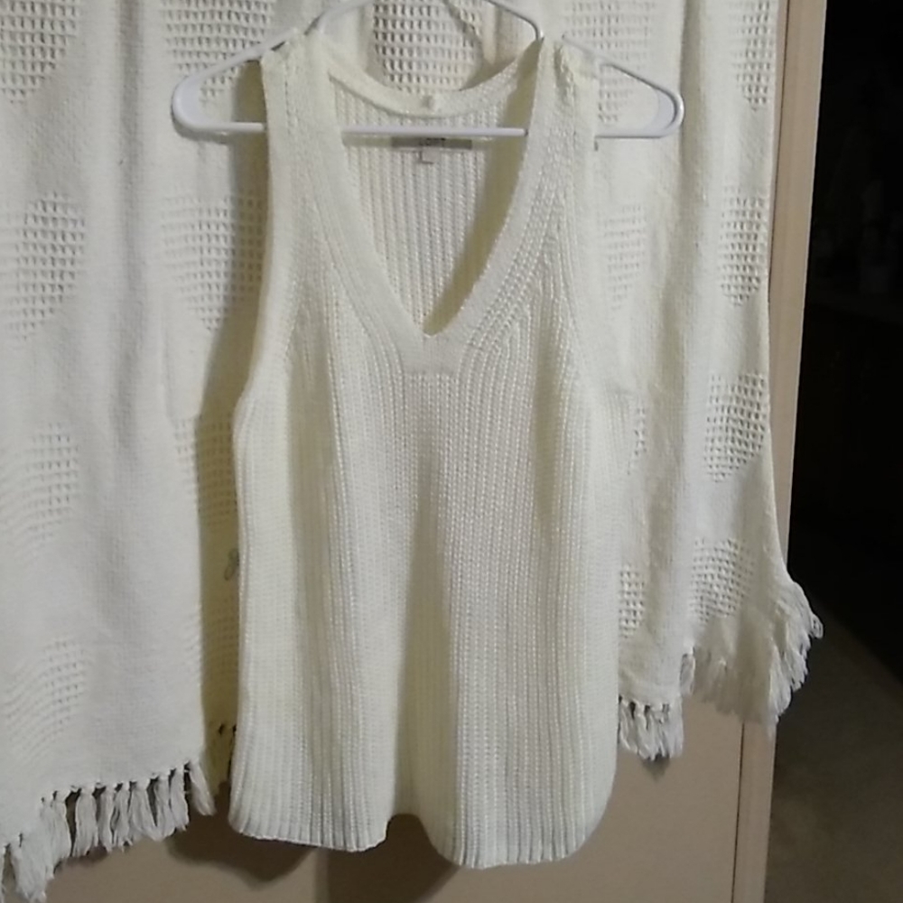 LOFT Cream Knit Tank Top